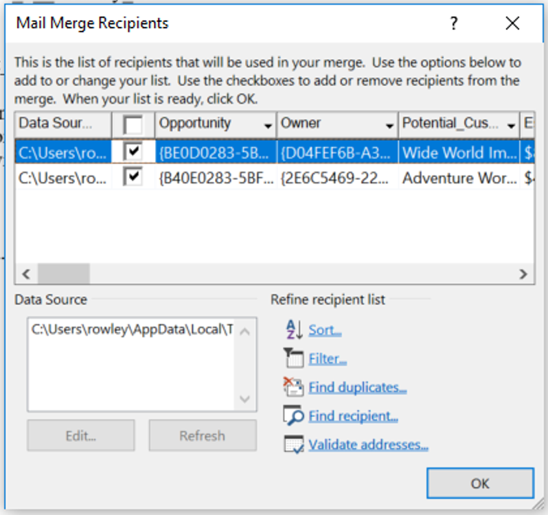 Customers in Word